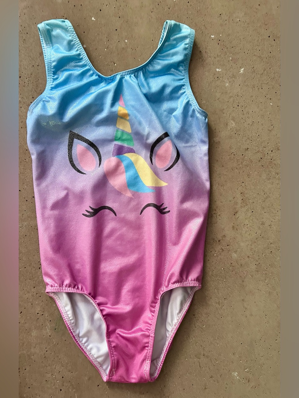 Unicorn Ombre Girls One-Piece Gymnastics Suit - Pink & Blue